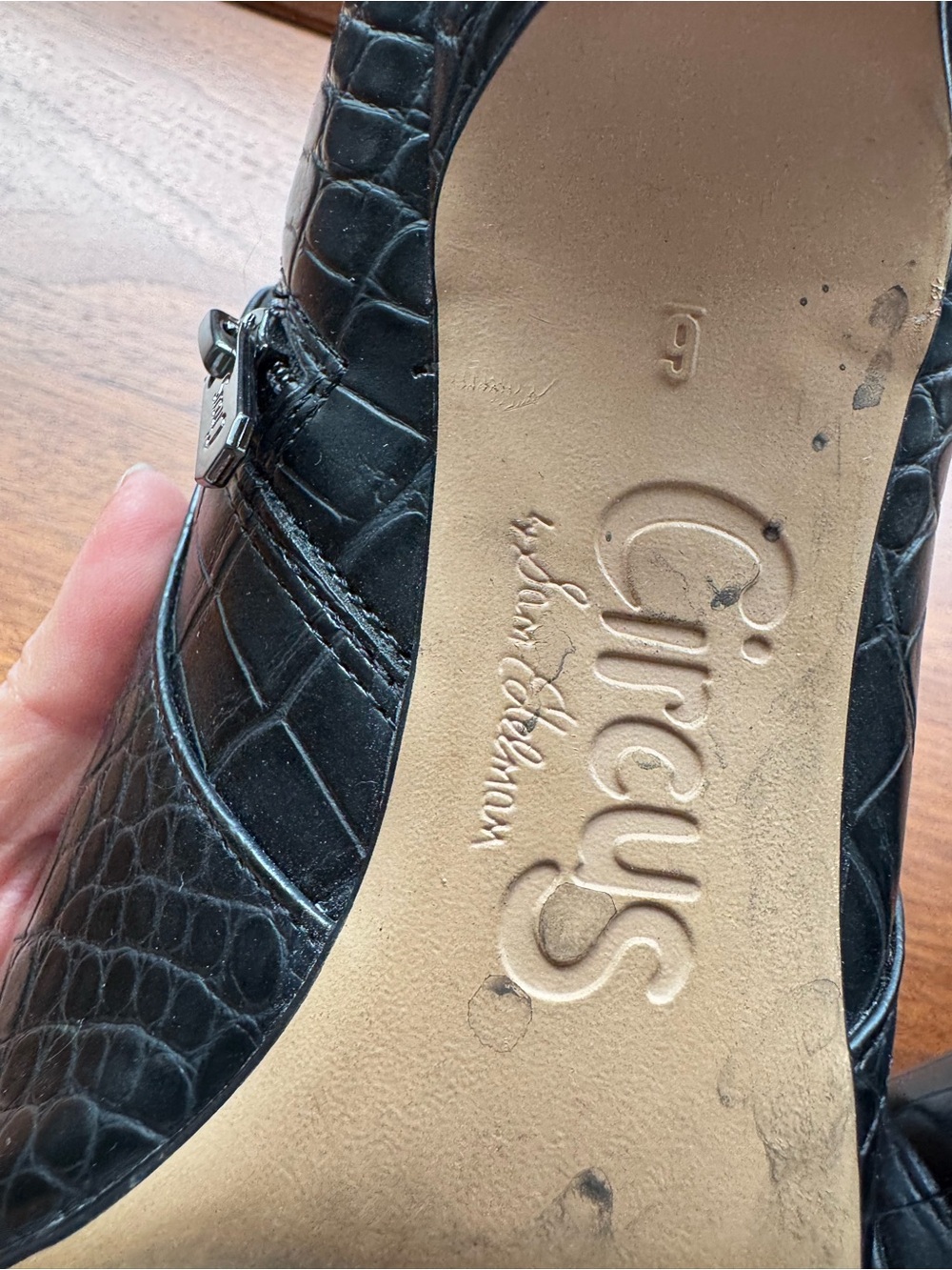 Ankle Boots by Sam Edelman Black Croc-Embossed Pointed - Picture 3 of 9